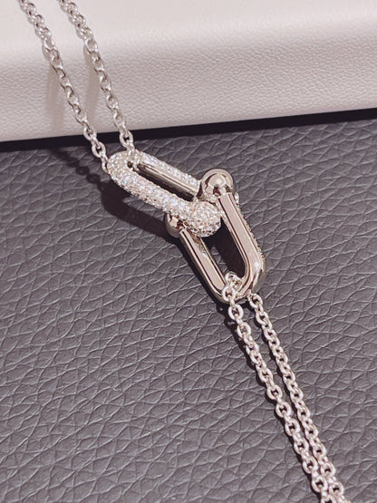 [Rose Tomorrow]HARDWEAR DOUBLE LINK PEDANT SILVER DIAMOND NECKLACE