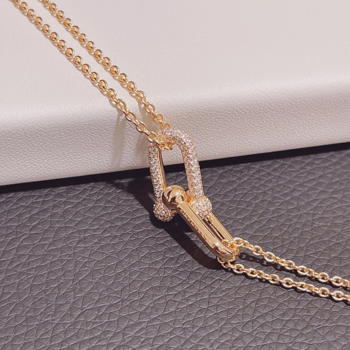 [Rose Tomorrow]HARDWEAR DOUBLE LINK PEDANT PINK GOLD DIAMOND NECKLACE