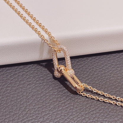 [Rose Tomorrow]HARDWEAR DOUBLE LINK PEDANT PINK GOLD DIAMOND NECKLACE