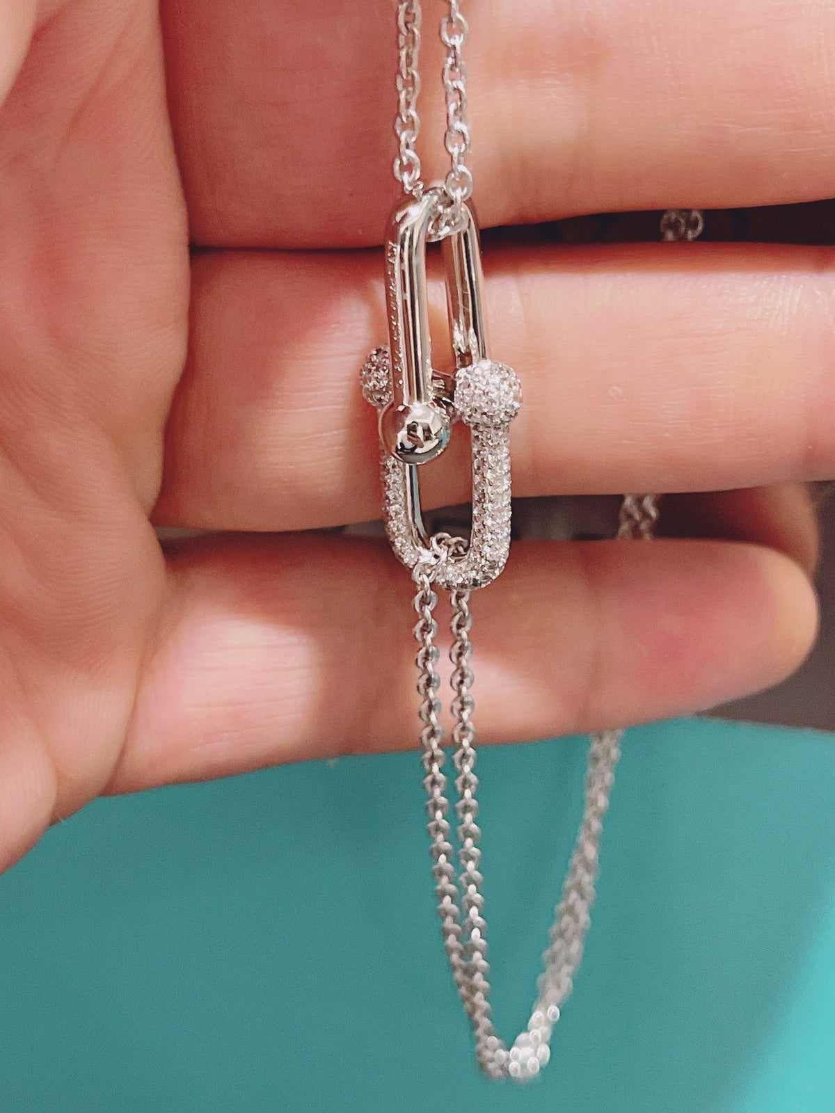 [Rose Tomorrow]HARDWEAR DOUBLE LINK PEDANT SILVER DIAMOND NECKLACE