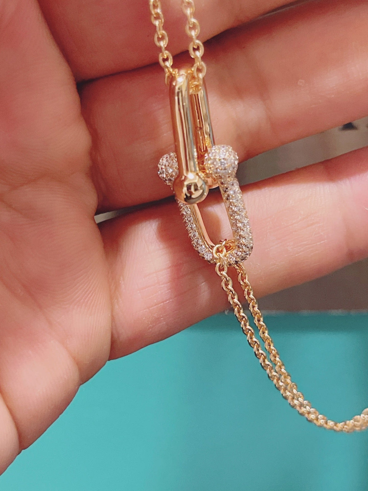 [Rose Tomorrow]HARDWEAR DOUBLE LINK PEDANT PINK GOLD DIAMOND NECKLACE