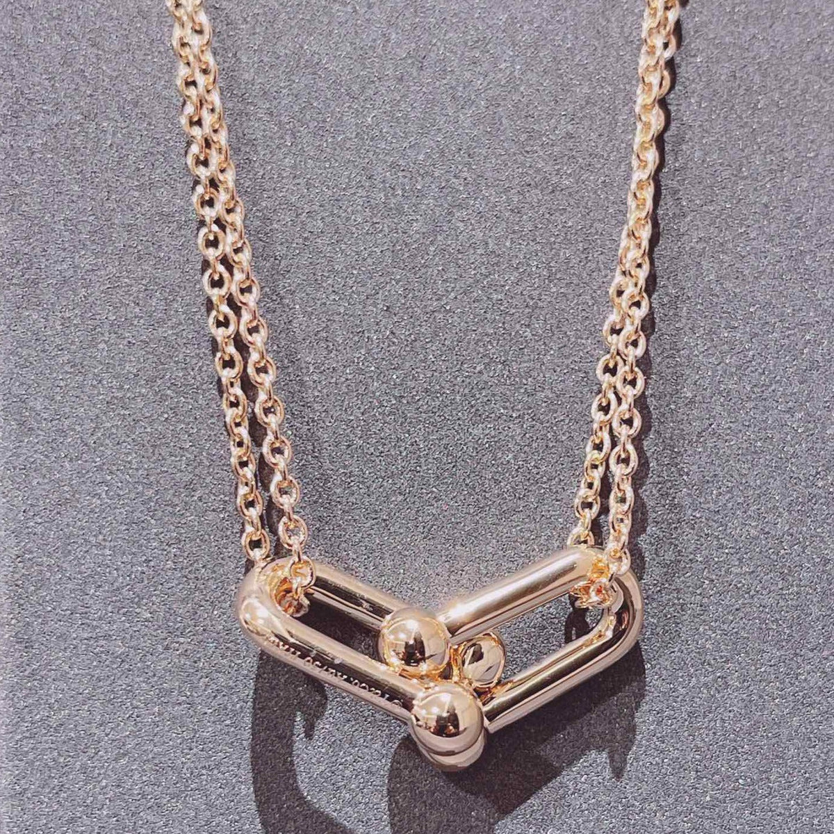 [Rose Tomorrow]HARDWEAR DOUBLE LINK PEDANT PINK GOLD NECKLACE