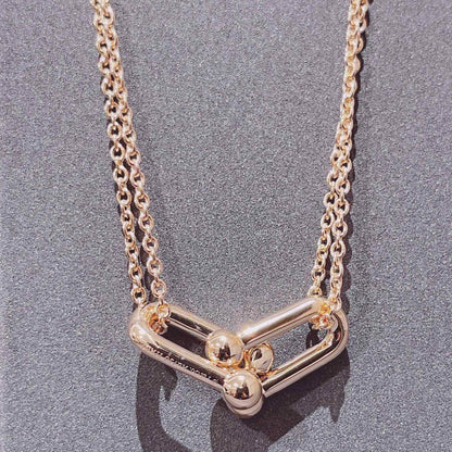 [Rose Tomorrow]HARDWEAR DOUBLE LINK PEDANT PINK GOLD NECKLACE