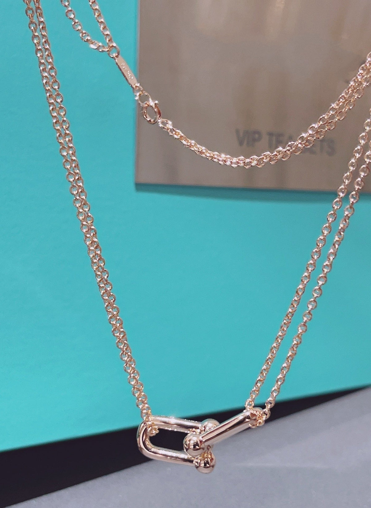 [Rose Tomorrow]HARDWEAR DOUBLE LINK PEDANT PINK GOLD NECKLACE