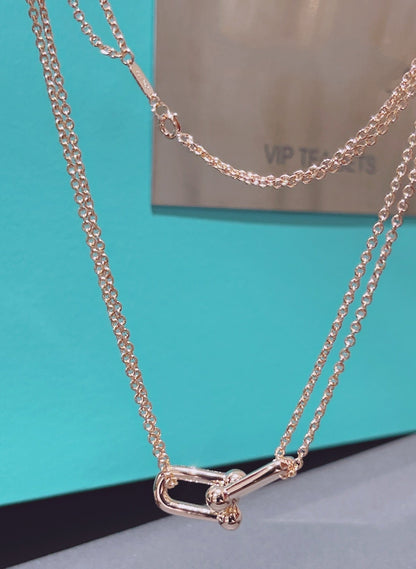 [Rose Tomorrow]HARDWEAR DOUBLE LINK PEDANT PINK GOLD NECKLACE