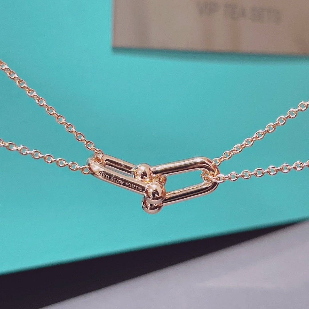 [Rose Tomorrow]HARDWEAR DOUBLE LINK PEDANT PINK GOLD NECKLACE