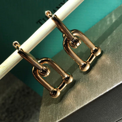 [Rose Tomorrow]HARDWARE DROP EARRINGS DOUBLE LINK