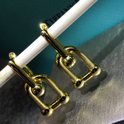 [Rose Tomorrow]HARDWARE DROP EARRINGS DOUBLE LINK