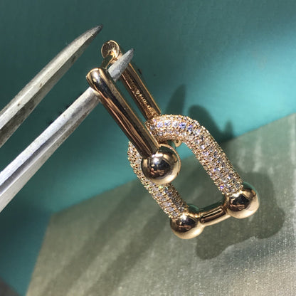 [Rose Tomorrow]HARDWARE DROP EARRINGS DOUBLE LINK DIAMOND