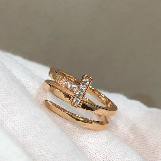 [Rose Tomorrow]T WIRE DOUBLE ROWS RING PINK GOLD
