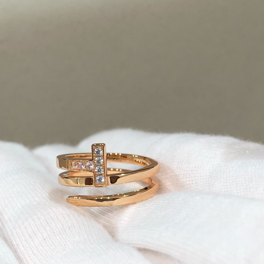 [Rose Tomorrow]T WIRE DOUBLE ROWS RING PINK GOLD