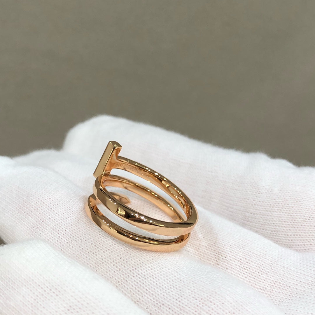 [Rose Tomorrow]T WIRE DOUBLE ROWS RING PINK GOLD