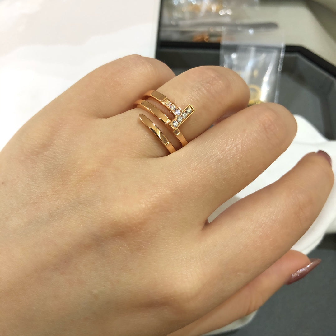 [Rose Tomorrow]T WIRE DOUBLE ROWS RING PINK GOLD
