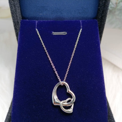 [Rose Tomorrow]DOUBLE HEART SILVER NECKLACE