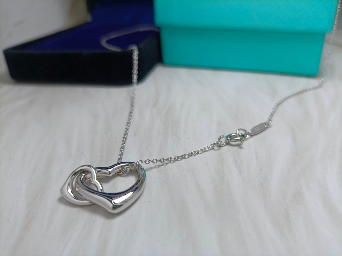 [Rose Tomorrow]DOUBLE HEART SILVER NECKLACE