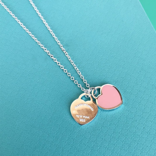 [Rose Tomorrow]DOUBLE HEART PEDANT SILVER NECKLACE