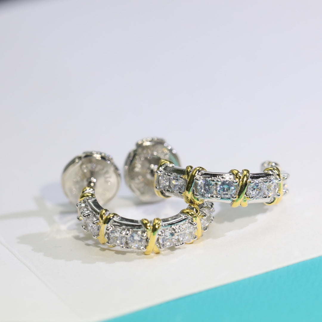 [Rose Tomorrow]TWENTY STONE HOOP GOLD EARRINGS