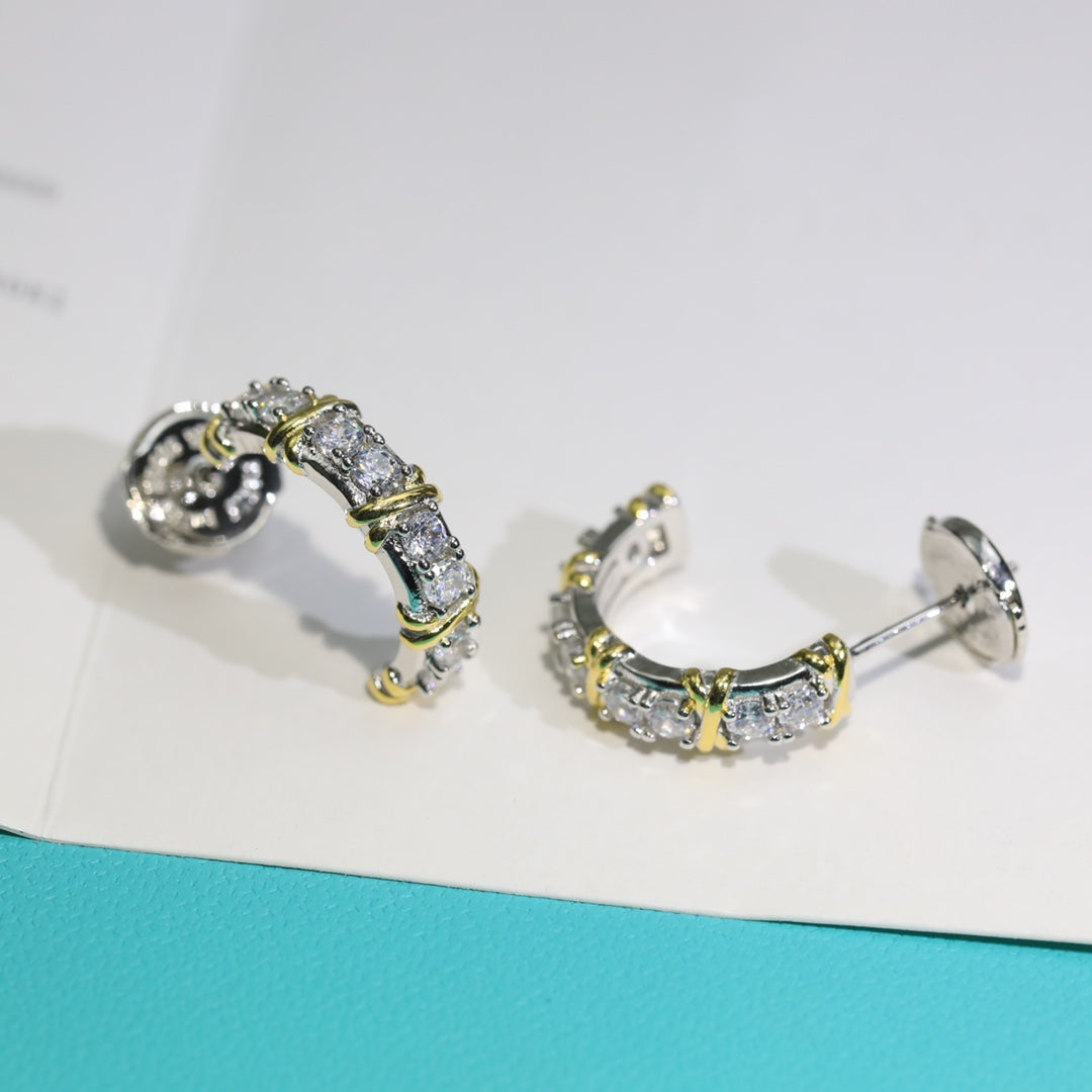 [Rose Tomorrow]TWENTY STONE HOOP GOLD EARRINGS