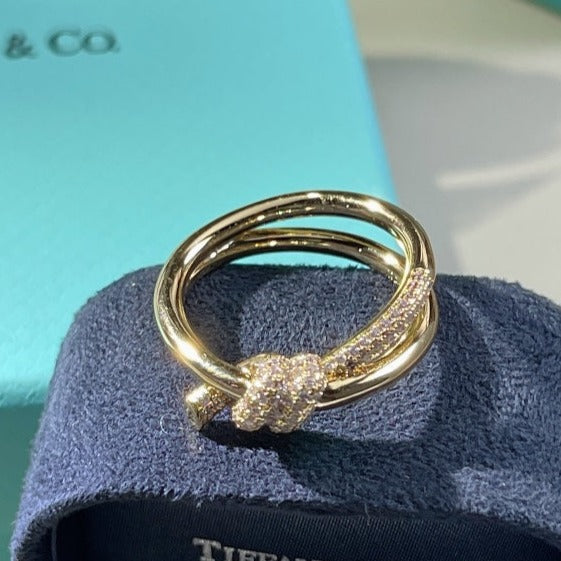 [Rose Tomorrow]KNOT RING DOUBLE ROW GOLD DIAMOND
