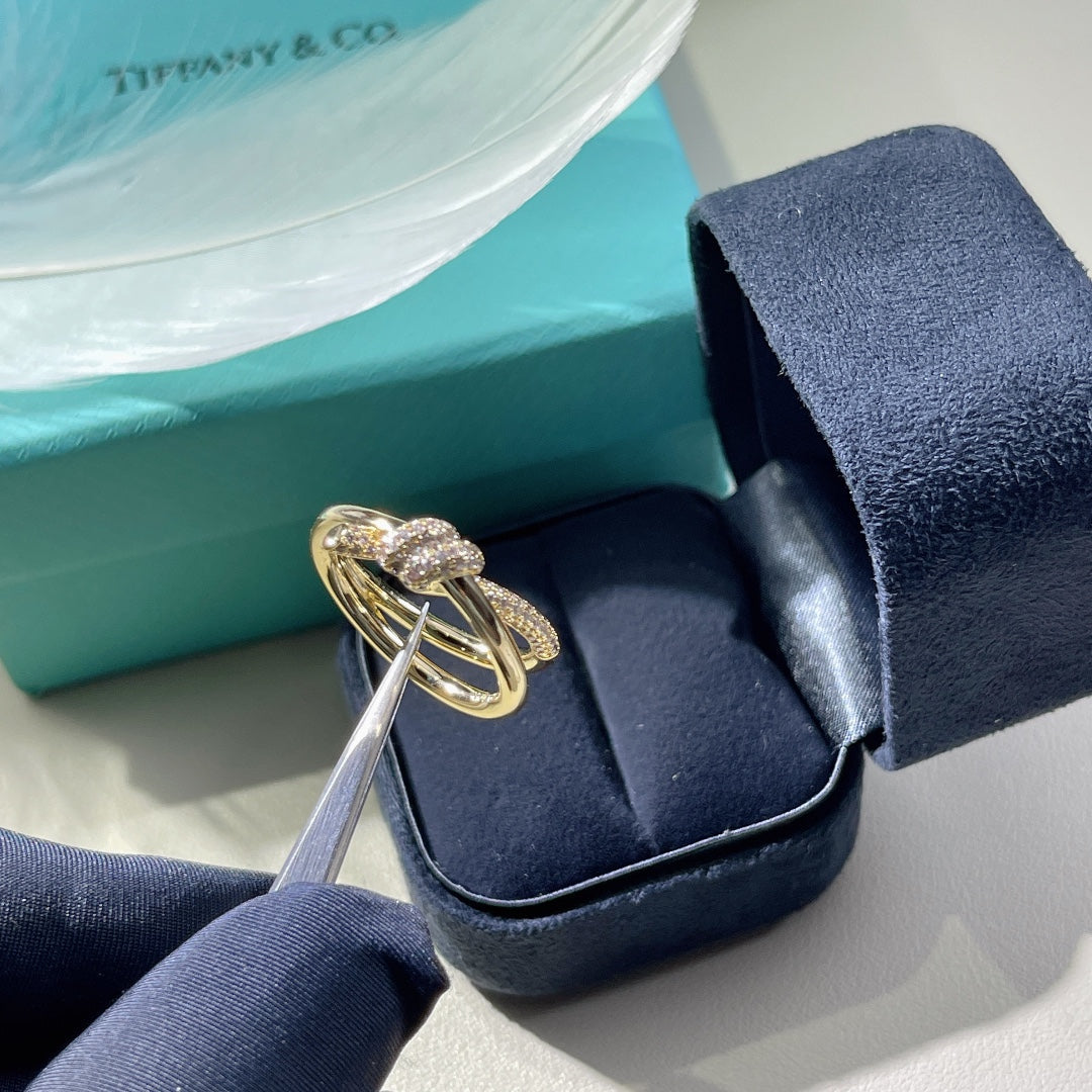 [Rose Tomorrow]KNOT RING DOUBLE ROW GOLD DIAMOND