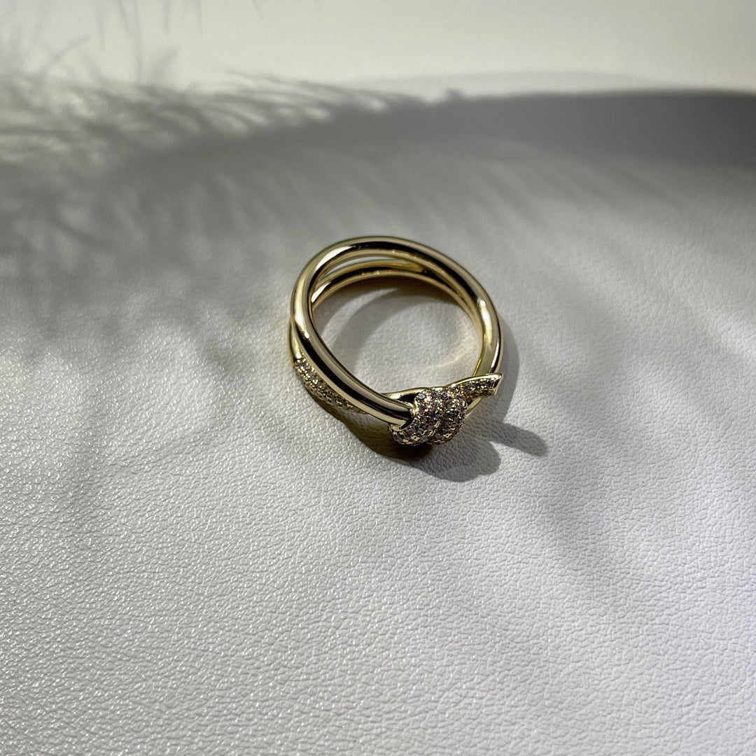 [Rose Tomorrow]KNOT RING DOUBLE ROW GOLD DIAMOND