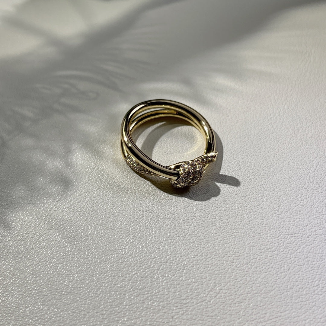 [Rose Tomorrow]KNOT RING DOUBLE ROW GOLD DIAMOND