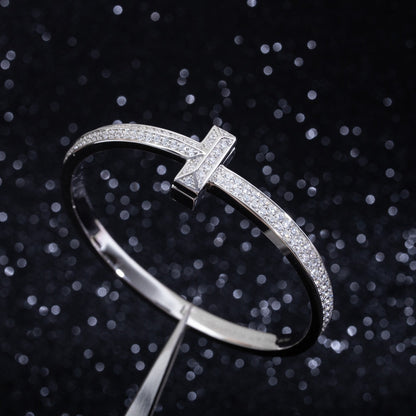[Rose Tomorrow]WIDE DIAMONDS HINGED BANGLE SILVER