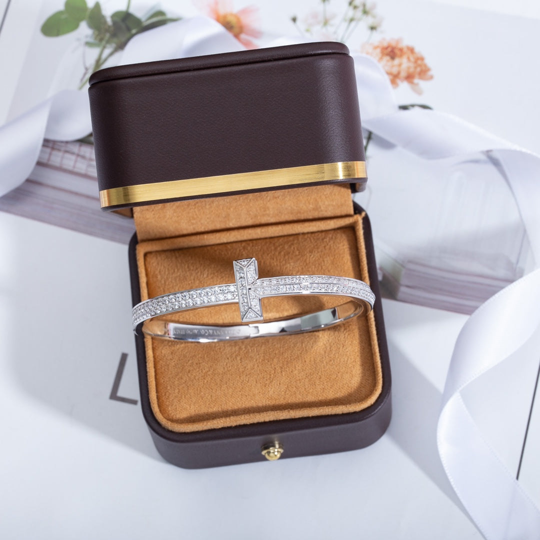 [Rose Tomorrow]WIDE DIAMONDS HINGED BANGLE SILVER