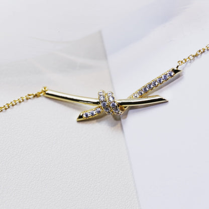 [Rose Tomorrow]KNOT NECKLACE GOLD DIAMONDS