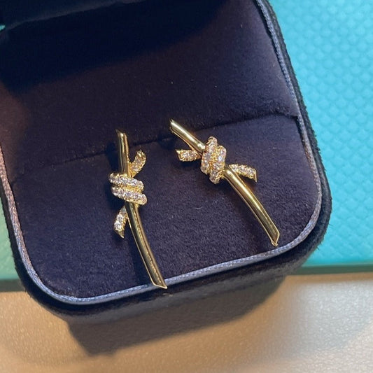 [Rose Tomorrow]KNOT EARRINGS GOLD DIAMOND