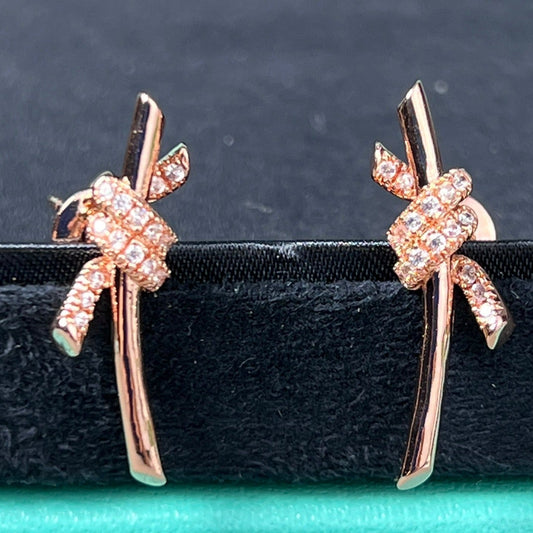 [Rose Tomorrow]KNOT EARRINGS PINK GOLD DIAMOND