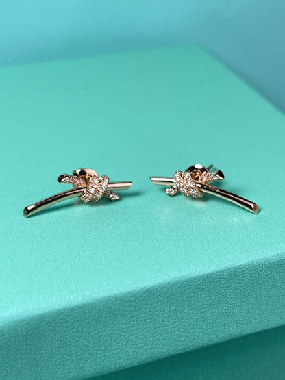 [Rose Tomorrow]KNOT EARRINGS PINK GOLD DIAMOND