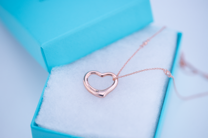 [Rose Tomorrow]OPEN HEART PEDANT PINK GOLD NECKLACE