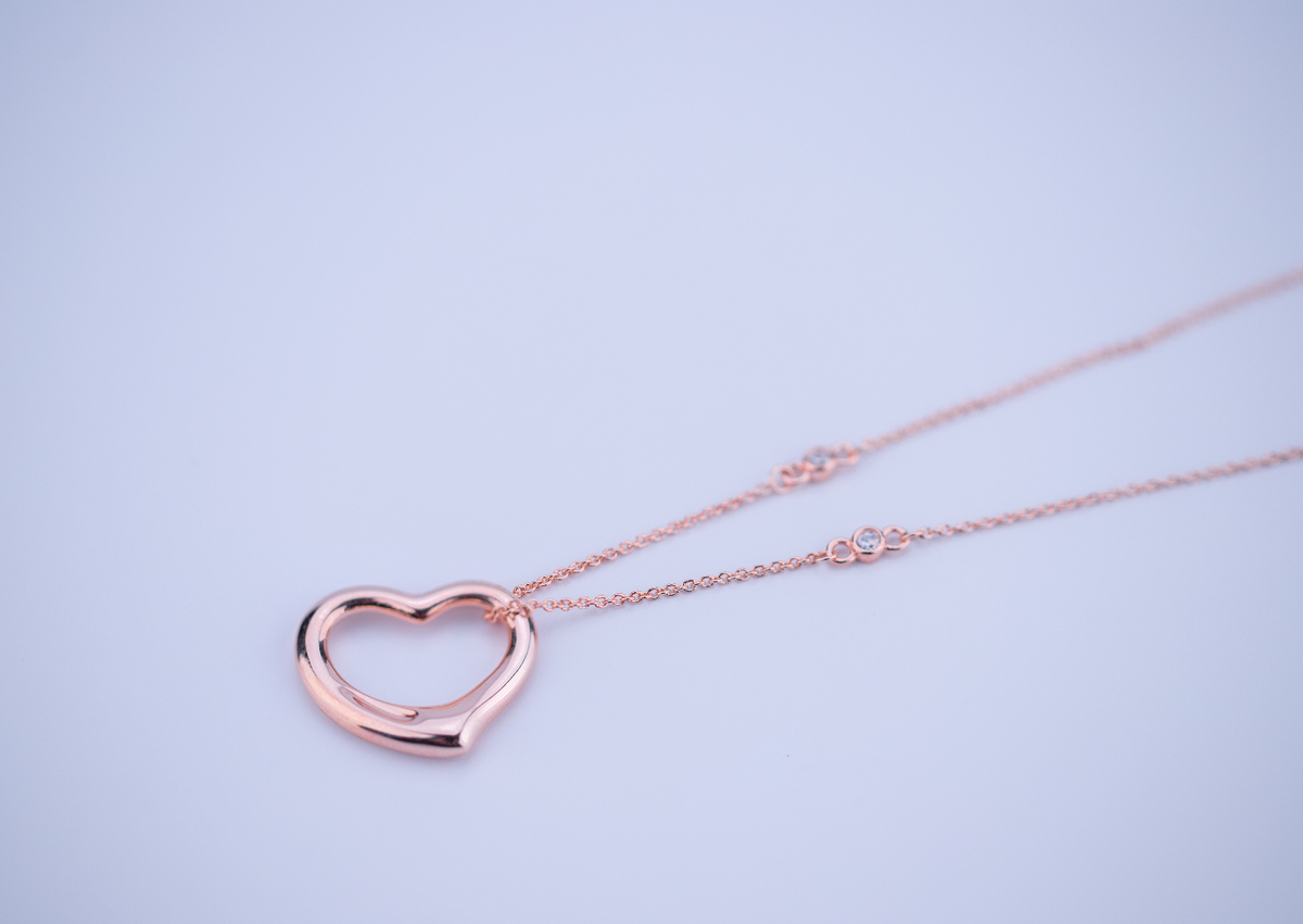 [Rose Tomorrow]OPEN HEART PEDANT PINK GOLD NECKLACE