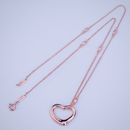 [Rose Tomorrow]OPEN HEART PEDANT PINK GOLD NECKLACE