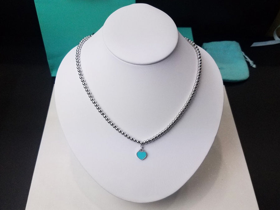 [Rose Tomorrow]HEART PEDANT SILVER BALL CHAIN NECKLACE
