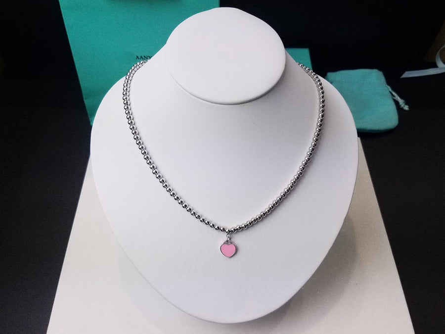 [Rose Tomorrow]HEART PEDANT SILVER BALL CHAIN NECKLACE