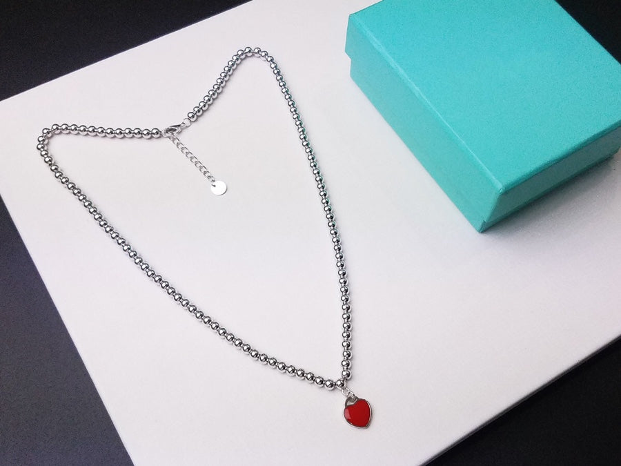 [Rose Tomorrow]HEART PEDANT SILVER BALL CHAIN NECKLACE