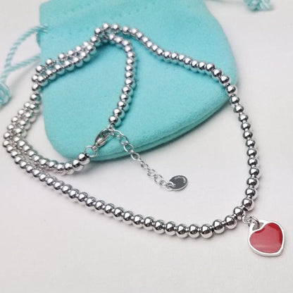 [Rose Tomorrow]HEART PEDANT SILVER BALL CHAIN NECKLACE