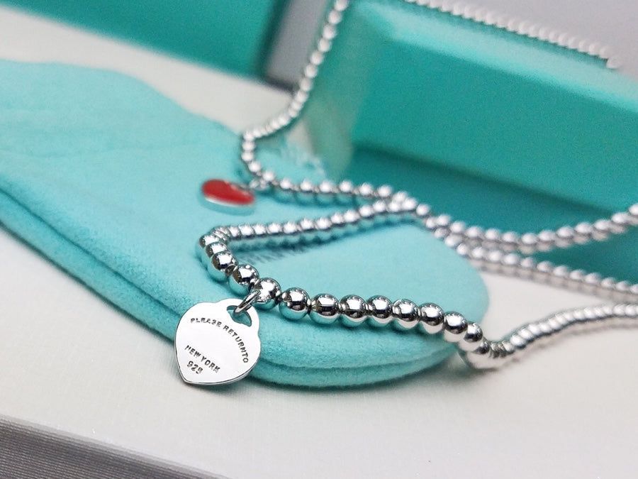 [Rose Tomorrow]HEART PEDANT SILVER BALL CHAIN NECKLACE