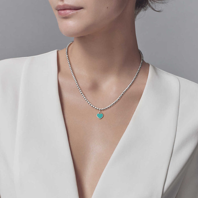 [Rose Tomorrow]HEART PEDANT SILVER BALL CHAIN NECKLACE