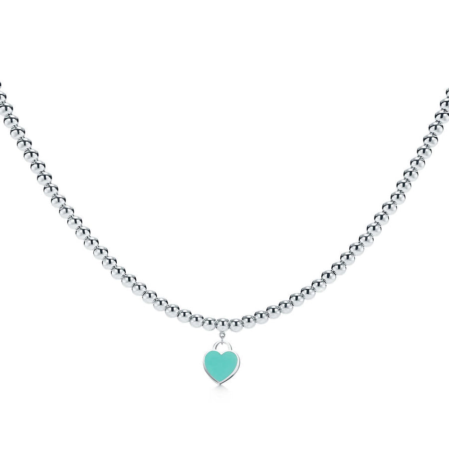 [Rose Tomorrow]HEART PEDANT SILVER BALL CHAIN NECKLACE