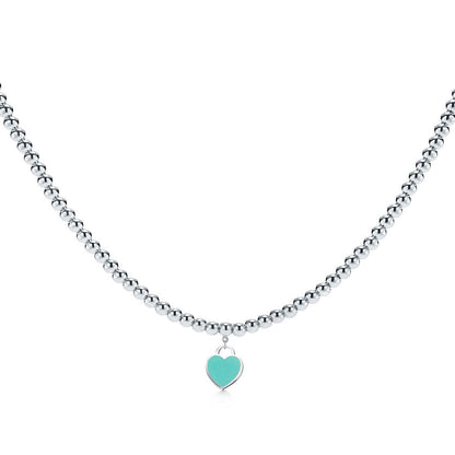 [Rose Tomorrow]HEART PEDANT SILVER BALL CHAIN NECKLACE