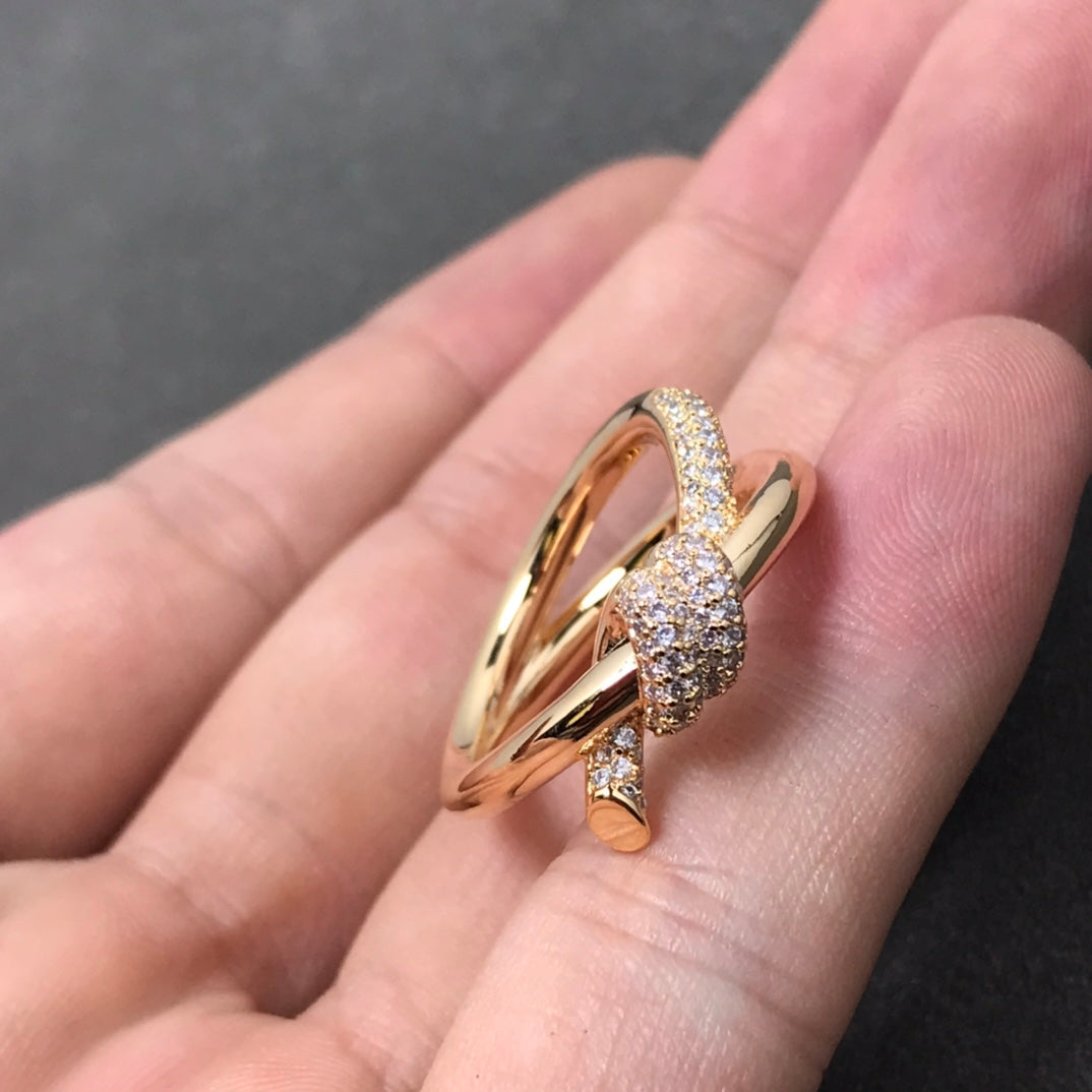 [Rose Tomorrow]KNOT RING DOUBLE ROW DIAMOND