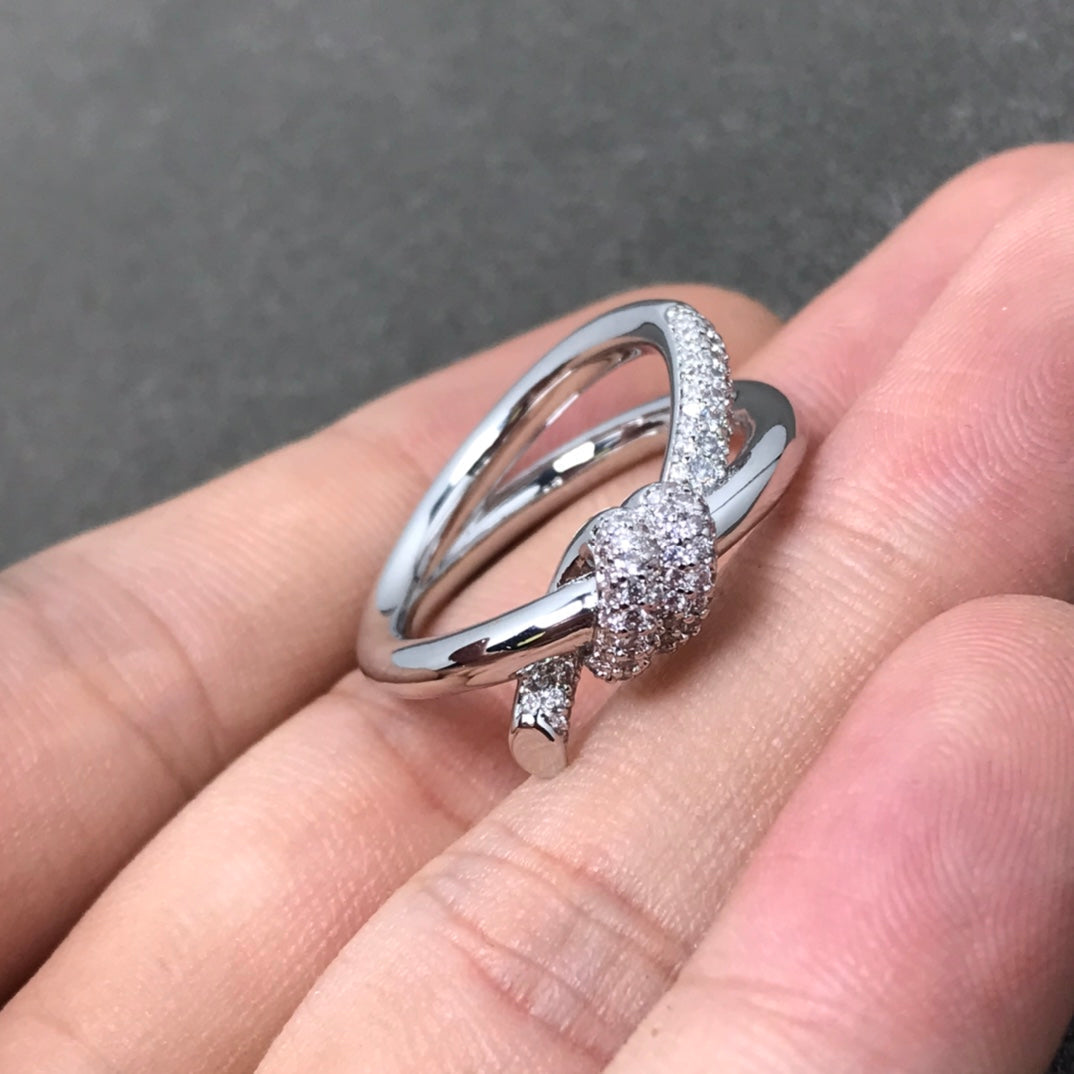 [Rose Tomorrow]KNOT RING DOUBLE ROW DIAMOND