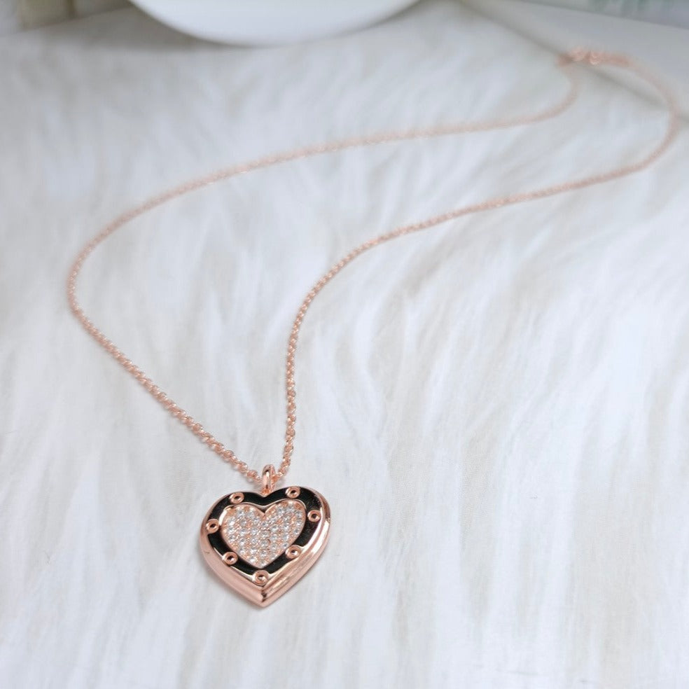 [Rose Tomorrow]HEART DIAMONDS PEDANT NECKLACE
