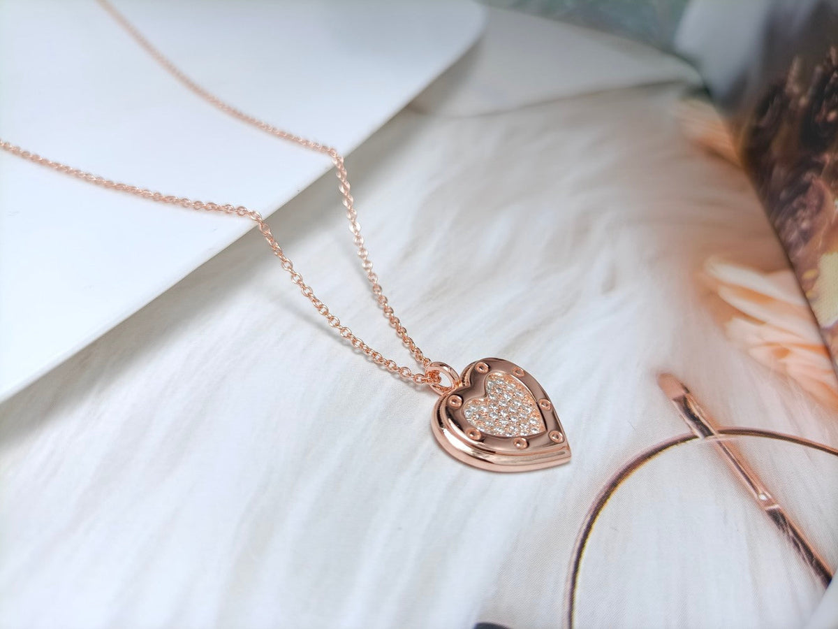 [Rose Tomorrow]HEART DIAMONDS PEDANT NECKLACE