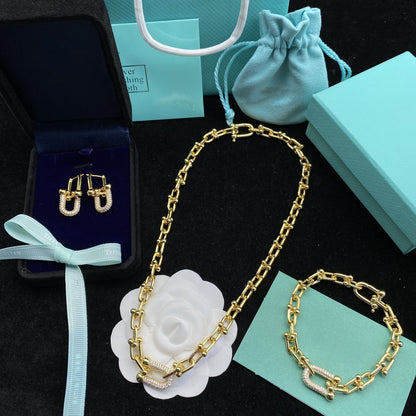 [Rose Tomorrow]HARDWEAR LINK DIAMOND GOLD EARRINGS