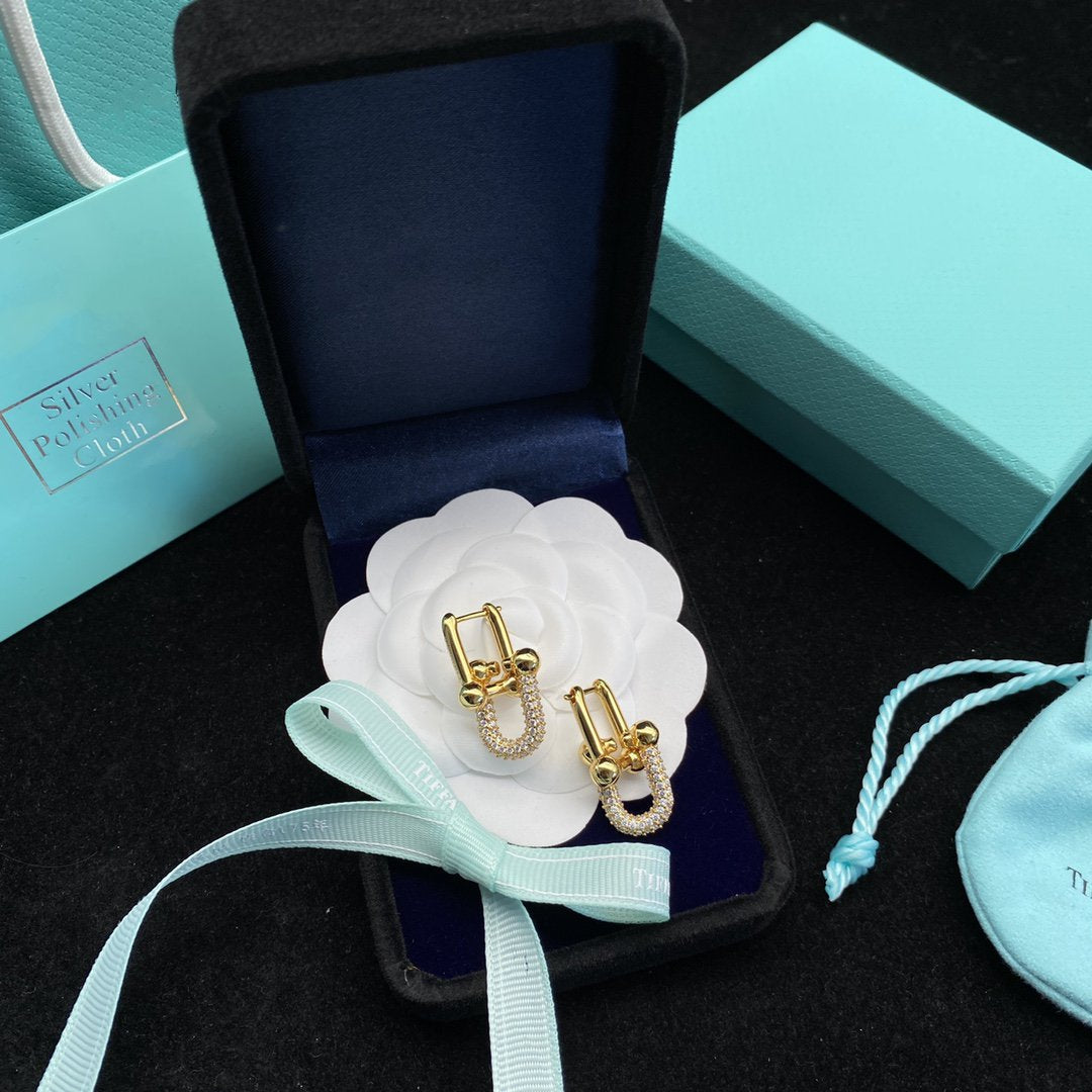 [Rose Tomorrow]HARDWEAR LINK DIAMOND GOLD EARRINGS