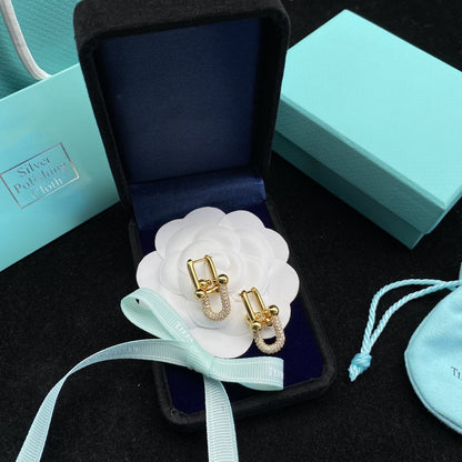 [Rose Tomorrow]HARDWEAR LINK DIAMOND GOLD EARRINGS
